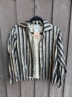 Vintage LisBeth Oslo Black and Gold Striped Button-Up Jacket & Gold Tank